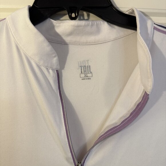 Tail Golf Polo Shirt White with Stripe Detail Stretchy Activewear Top Size XL - Picture 3 of 10
